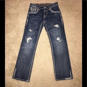 Rock Revival “Thom” White Stitched Jean